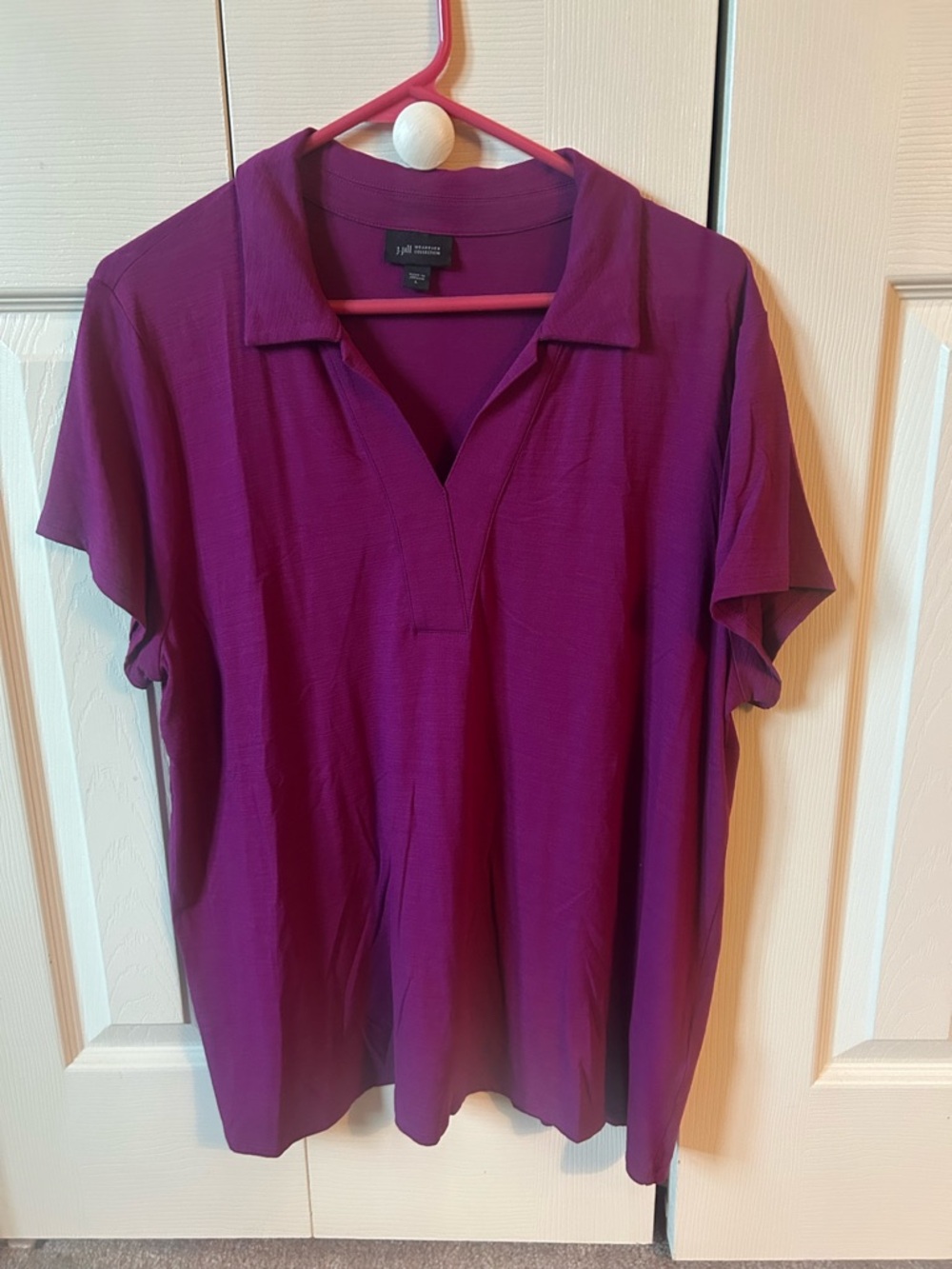 J Jill Purple Polo-Style Short Sleeve Top